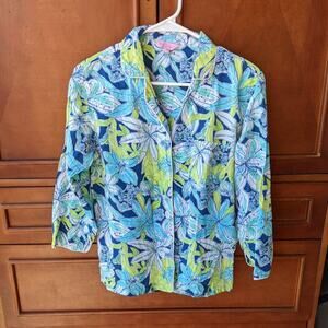 Lilly Pulitzer Women's size S Small Pick Of The Bunch Button Down Pajama Top